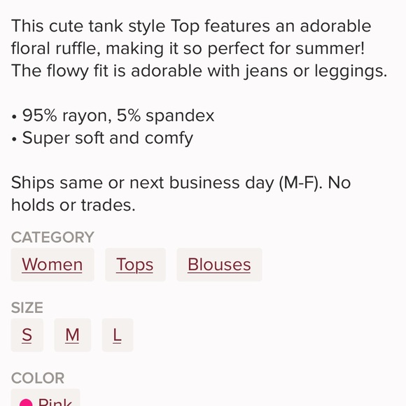 Double Ruffle Pink Tank Top - Picture 3 of 4